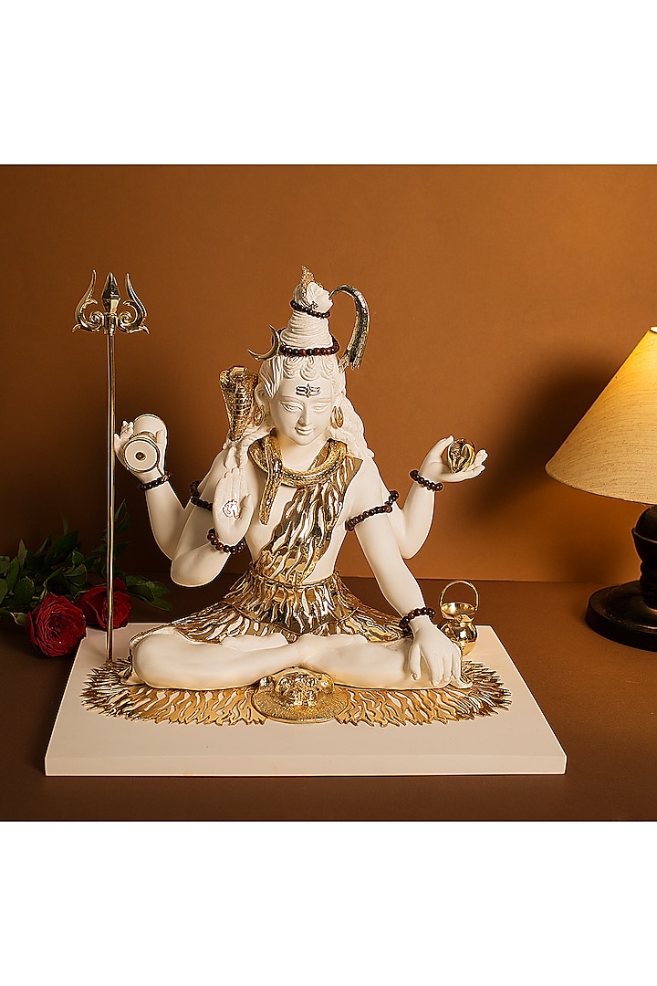 White Handcrafted Lord Shiva Sculpture by H2H