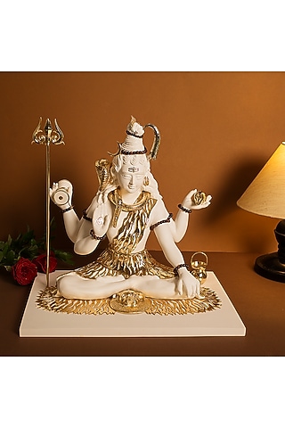 White Handcrafted Lord Shiva Sculpture by H2H