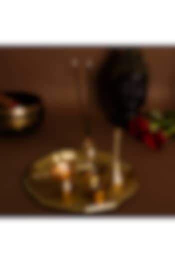 Gold Handcrafted Brass Pooja Thali by H2H at Pernia's Pop Up Shop