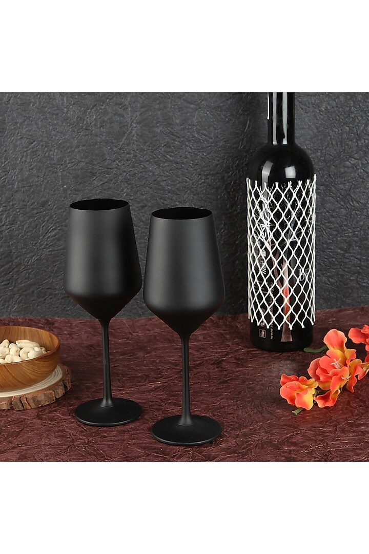 Black Wine Glasses (Set of 2) by H2H