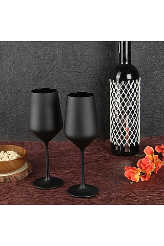 Black Wine Glasses (Set of 2) by H2H