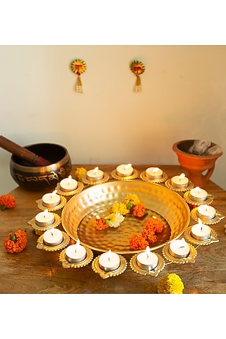 Gold Phool Metal Tea Light Holders by H2H