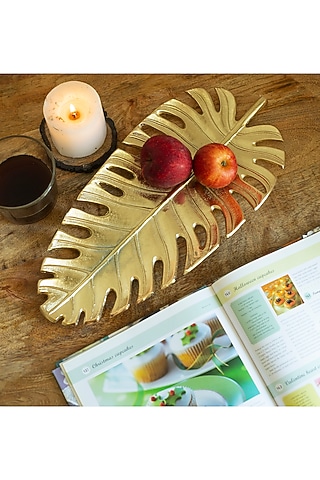 Gold Open Leaf Platter by H2H