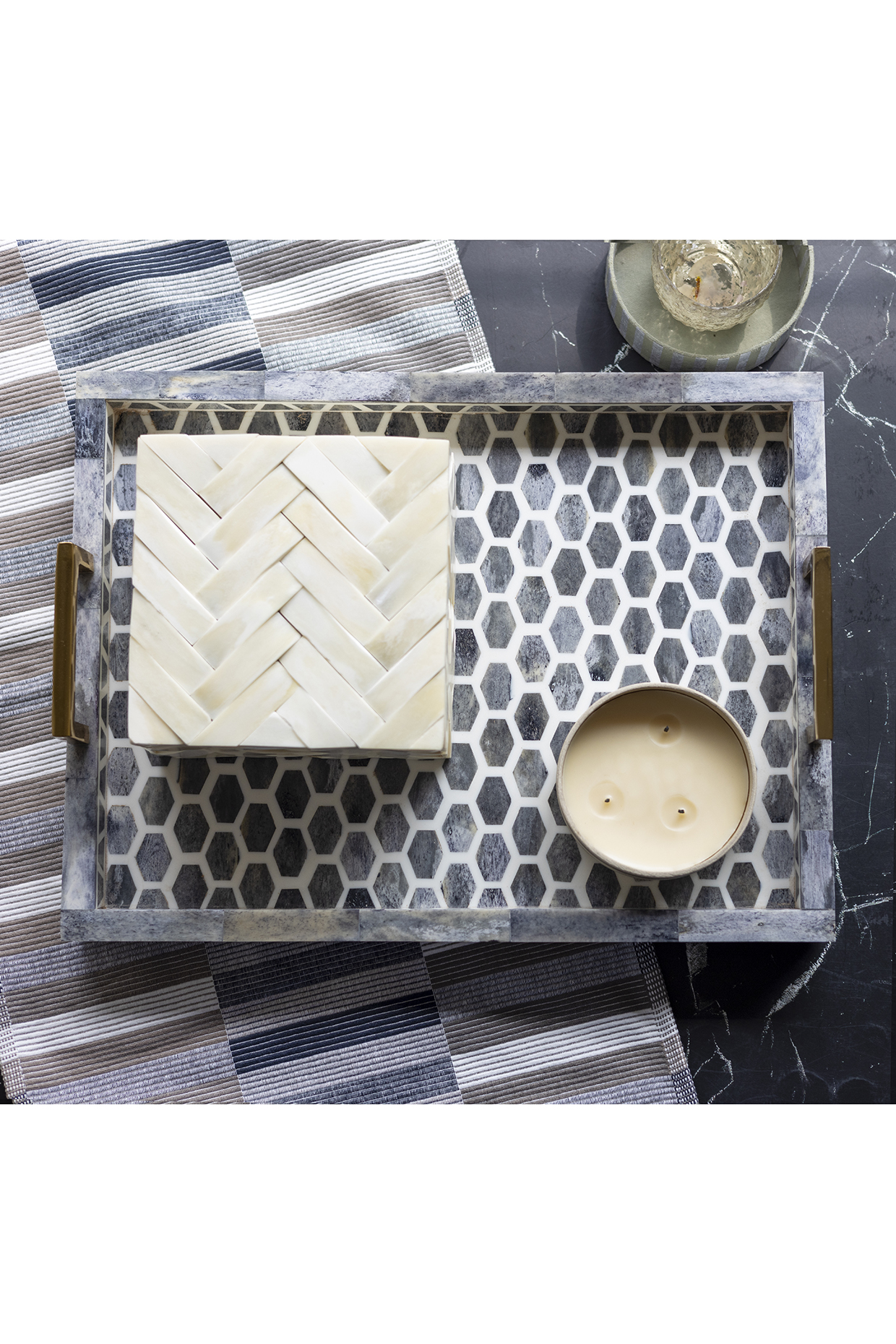 Grey Wooden Rectangular Tray by H2H at Pernia's Pop Up Shop