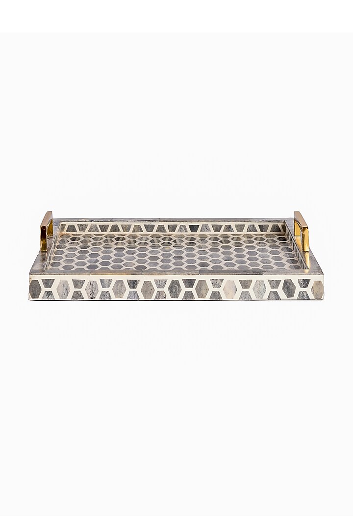 Grey Wooden Rectangular Tray by H2H at Pernia's Pop Up Shop