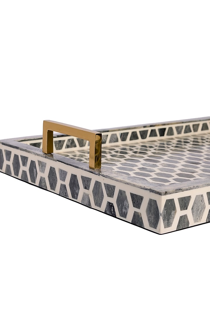 Grey Wooden Rectangular Tray by H2H at Pernia's Pop Up Shop