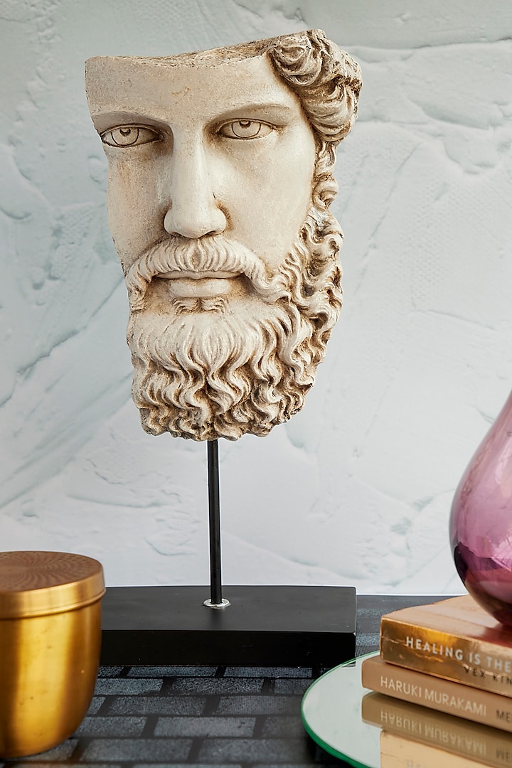 Beige Bearded Man Sculpture by H2H