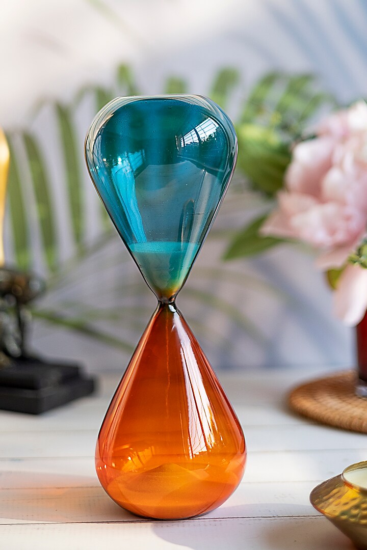 Blue & Orange Glass Hourglass by H2H