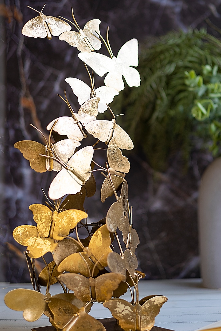 Golden Brass Butterfly Sculpture by H2H