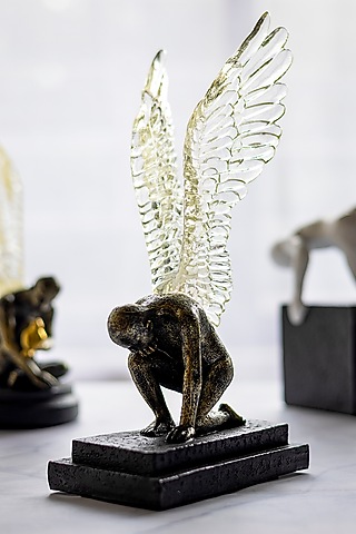 Black Polyresin Angel Sculpture by H2H