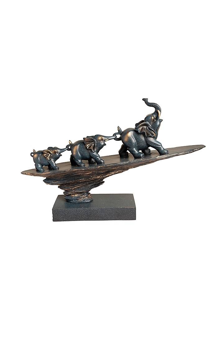 Black Polyresin Elephants Rising Cliff Sculpter by H2H at Pernia's Pop Up Shop