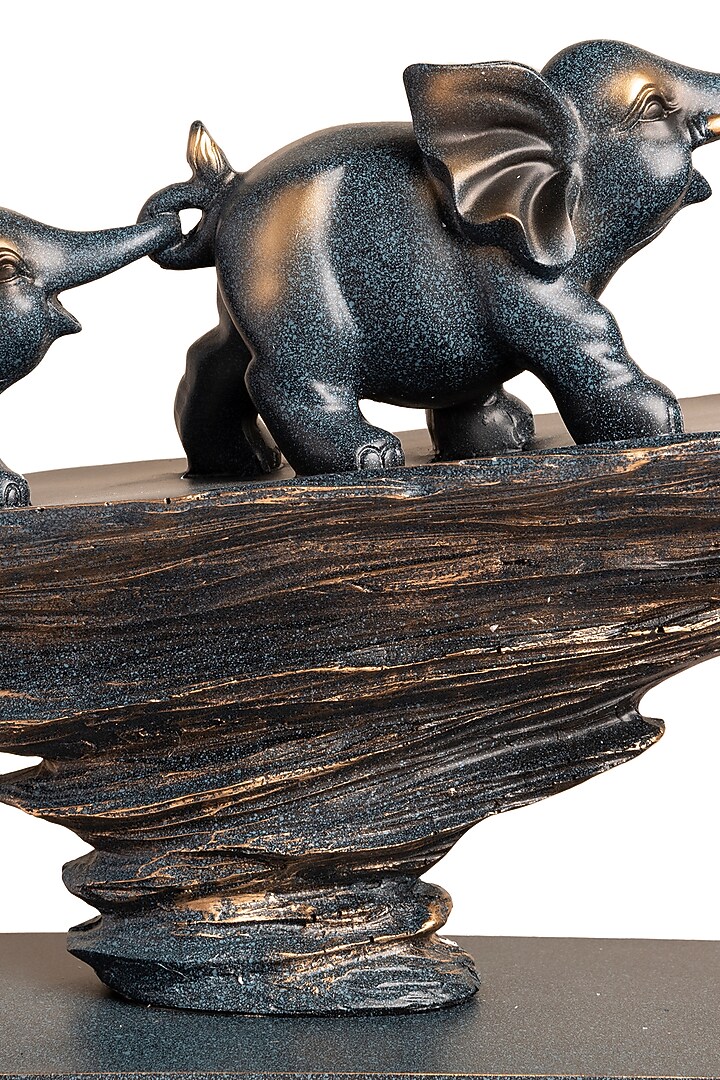 Black Polyresin Elephants Rising Cliff Sculpter by H2H at Pernia's Pop Up Shop