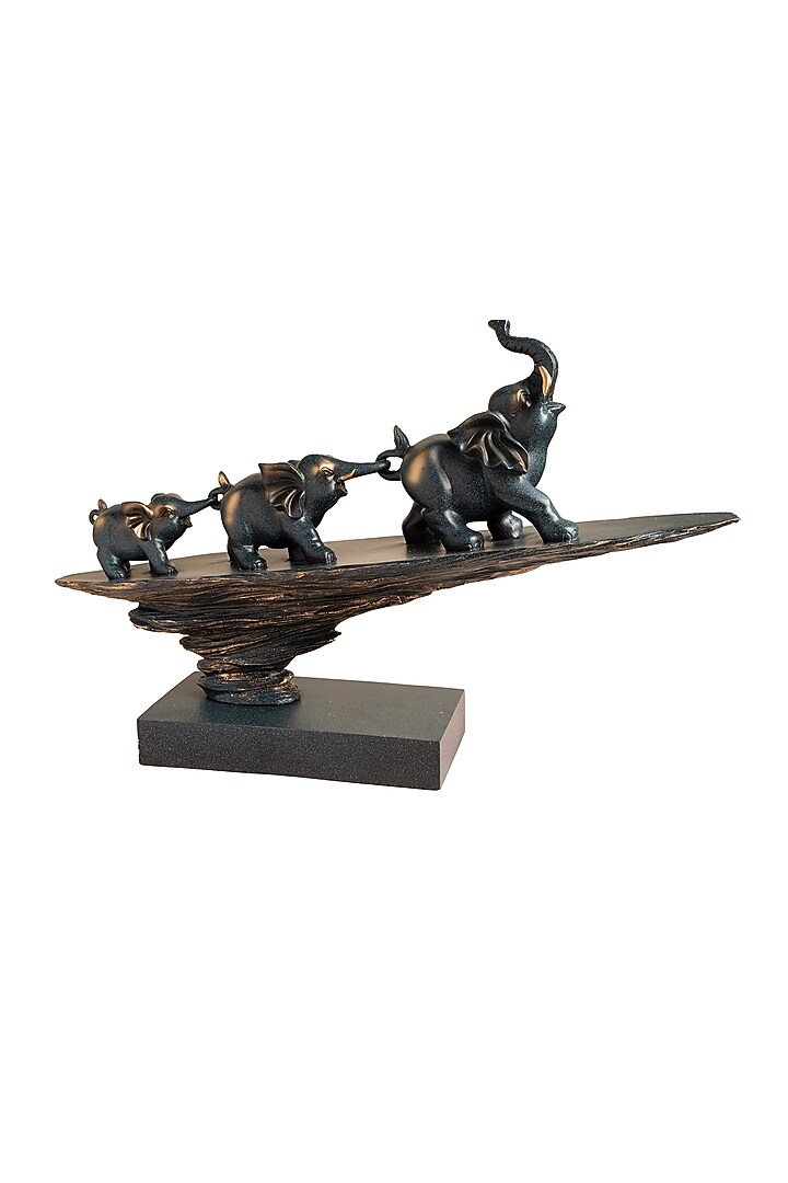 Black Polyresin Elephants Rising Cliff Sculpter by H2H at Pernia's Pop Up Shop