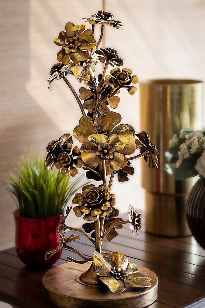 Gold Brass Flower Tower Sculpter by H2H