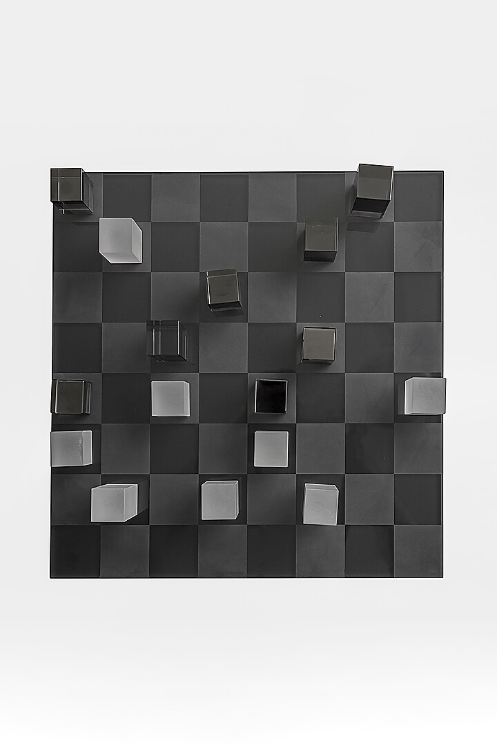 Black & White Glass Grid Black Game Sculpture by H2H at Pernia's Pop Up Shop