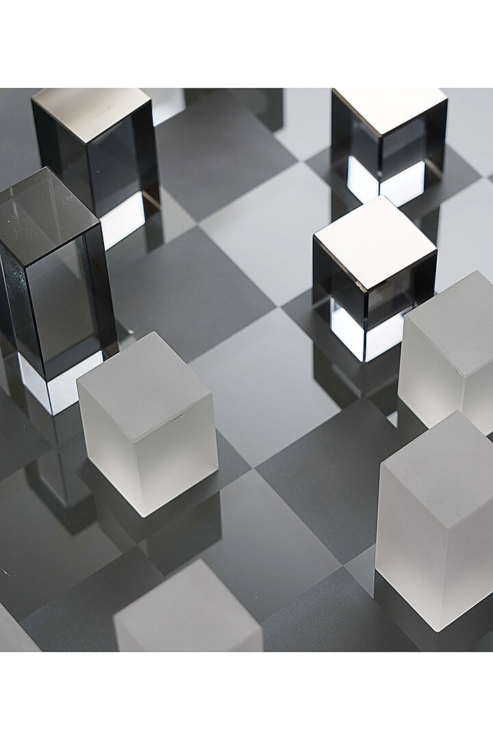 Black & White Glass Grid Black Game Sculpture by H2H at Pernia's Pop Up Shop