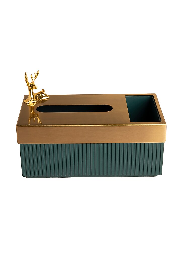 Teal Polyresin Deer Tissue Box by H2H at Pernia's Pop Up Shop