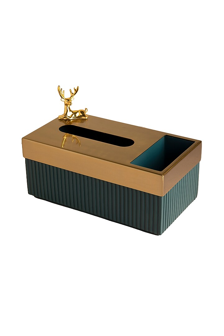 Teal Polyresin Deer Tissue Box by H2H at Pernia's Pop Up Shop