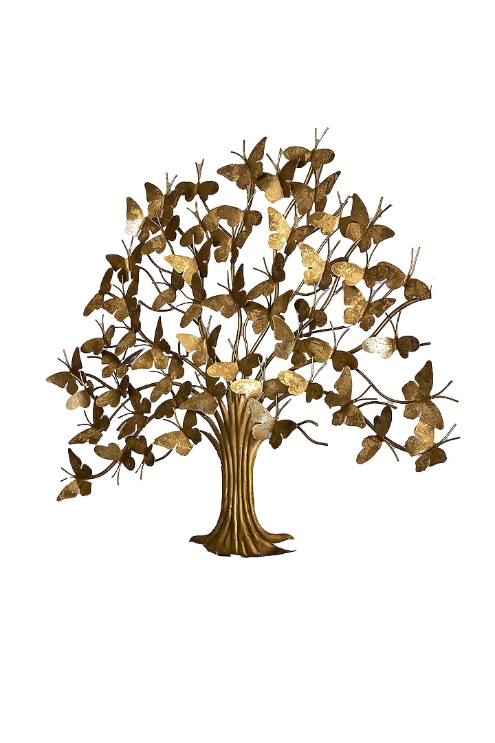 Gold Brass Tree Of Fluters & Butterfly Wall Decor by H2H at Pernia's Pop Up Shop