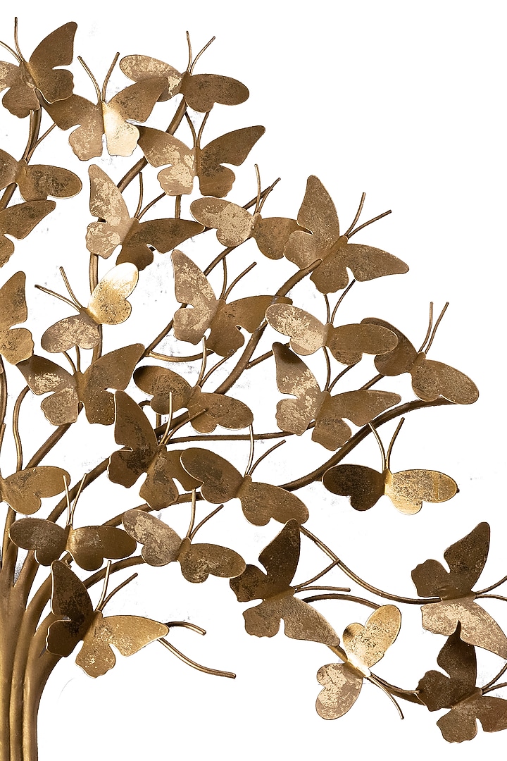 Gold Brass Tree Of Fluters & Butterfly Wall Decor by H2H at Pernia's Pop Up Shop