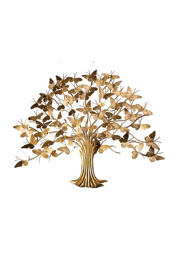 Gold Brass Tree Of Fluters & Butterfly Wall Decor by H2H at Pernia's Pop Up Shop