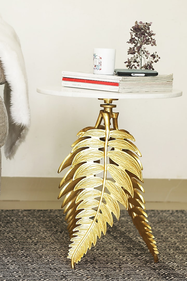 Gold & White Side Table by H2H