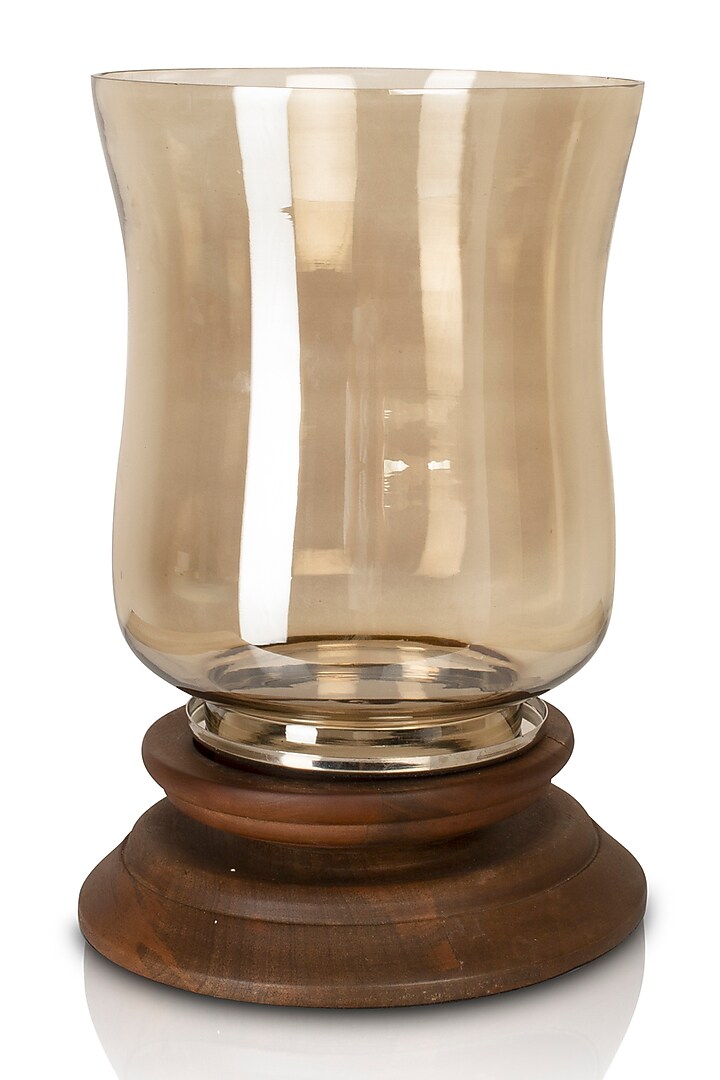 Brown Wooden & Tinted Glass Candle Holder by H2H at Pernia's Pop Up Shop