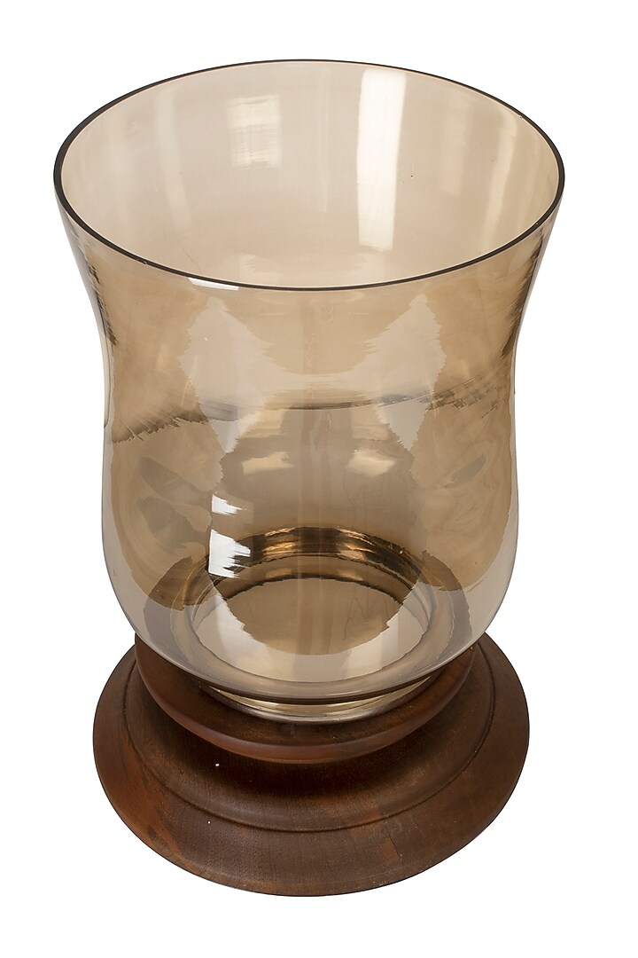 Brown Wooden & Tinted Glass Candle Holder by H2H at Pernia's Pop Up Shop