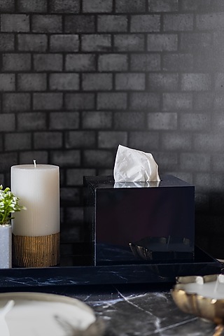 Black Acrylic Tray With Tissue Box by H2H