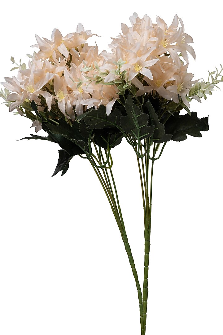 Peach Polyester Tuberose Flower Bunches (Set of 2) by H2H at Pernia's Pop Up Shop