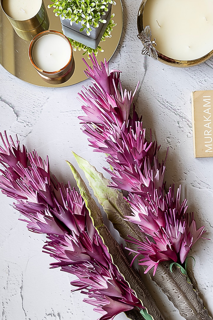 Dark Pink Foam Dry Stems (Set of 2) by H2H at Pernia's Pop Up Shop