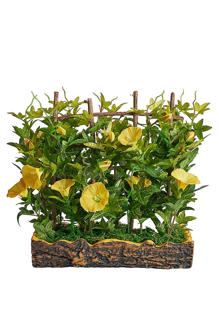 Yellow Polyester, Plastic & Ceramic Bougainvillea Bonsai Artificial Plant by H2H at Pernia's Pop Up Shop