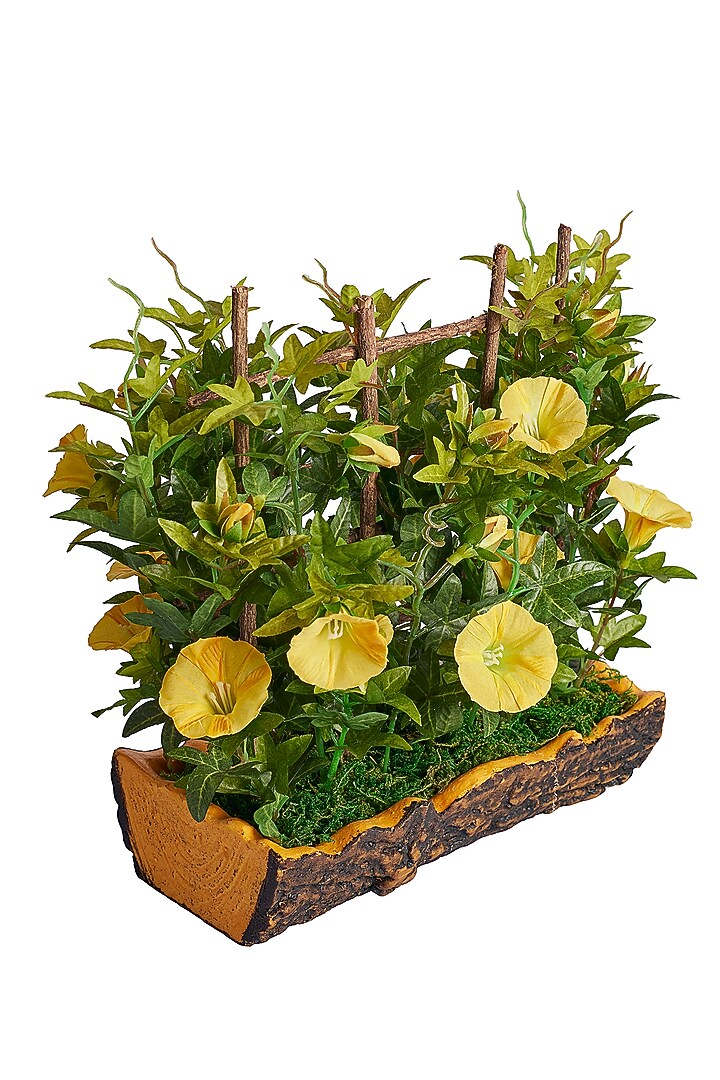 Yellow Polyester, Plastic & Ceramic Bougainvillea Bonsai Artificial Plant by H2H at Pernia's Pop Up Shop