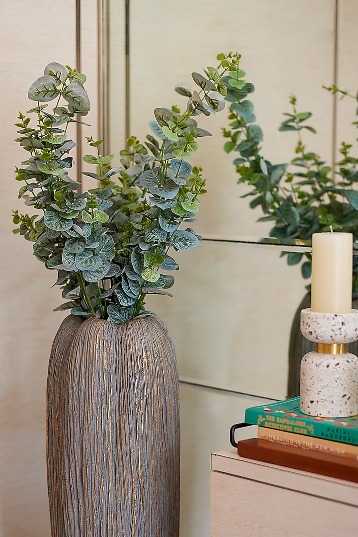 Green Polyester, Plastic & Ceramic Eucalyptus Gunnii Artificial Plant (Set Of 4) by H2H at Pernia's Pop Up Shop