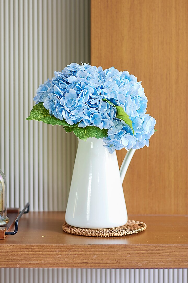 Blue Silk,Polyester & Plastic French Hydrangea Artificial Flower Bunches (Set Of 2) by H2H at Pernia's Pop Up Shop