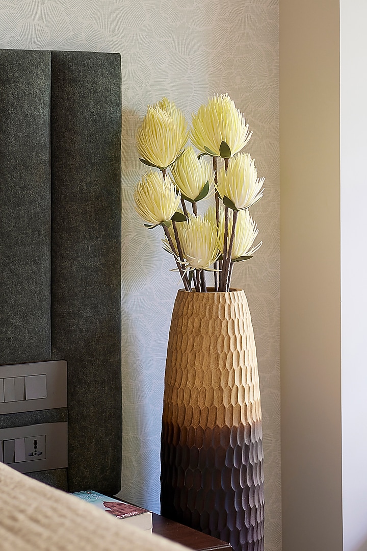 White Foam & Plastic Full Moon Protea Artificial Flower Stems (Set Of 4) by H2H at Pernia's Pop Up Shop