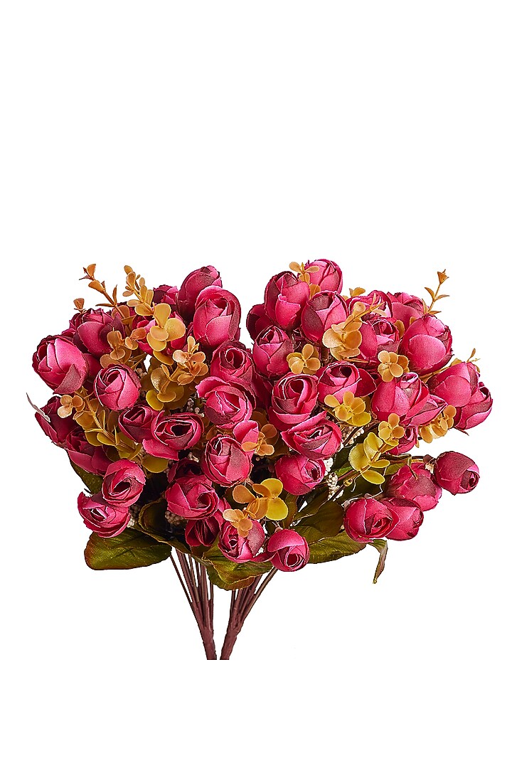 Dark Pink Polyester & Plastic Artificial Flower Bunches (Set Of 2) by H2H at Pernia's Pop Up Shop