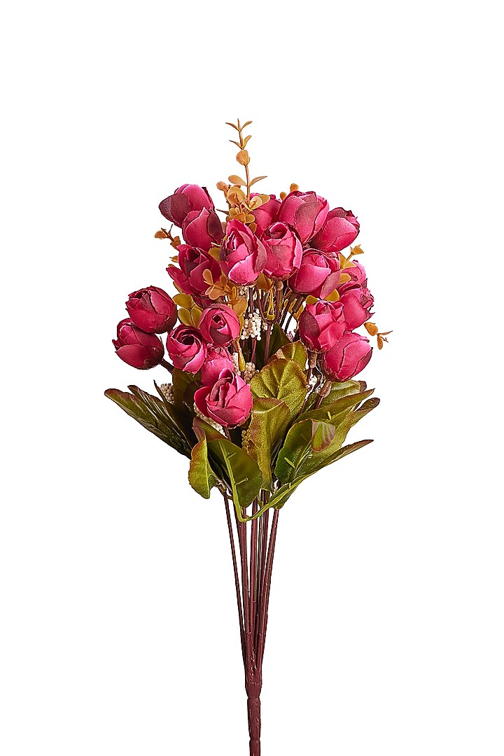 Dark Pink Polyester & Plastic Artificial Flower Bunches (Set Of 2) by H2H at Pernia's Pop Up Shop
