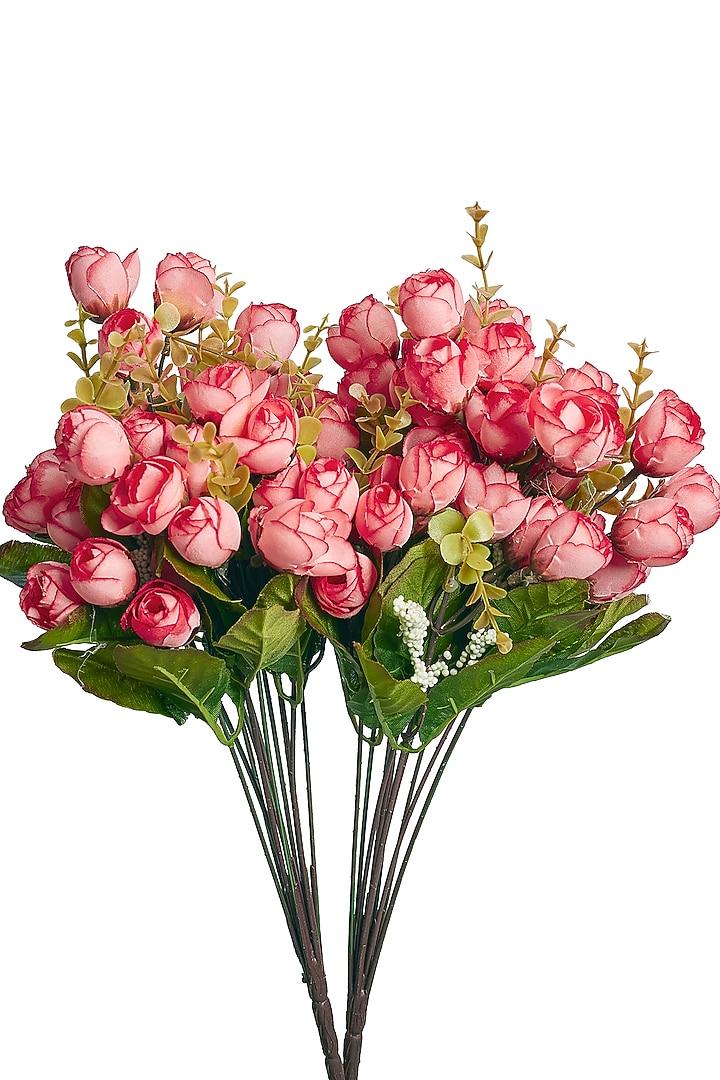 Red Polyester & Plastic Artificial Flower Bunches (Set Of 2) by H2H at Pernia's Pop Up Shop