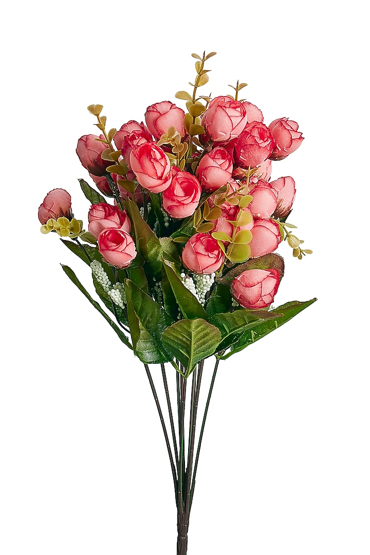 Red Polyester & Plastic Artificial Flower Bunches (Set Of 2) by H2H at Pernia's Pop Up Shop