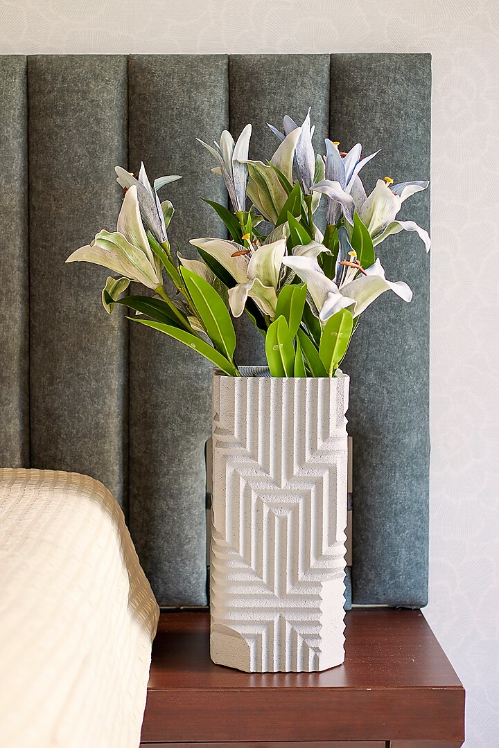 Grey Foam & Plastic Madonna Lily Artificial Flower Bunches (Set Of 2) by H2H at Pernia's Pop Up Shop