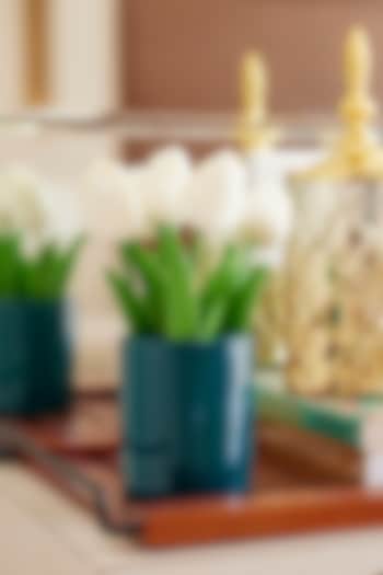 White Polyester Maria Tulip Artificial Flower Bunch With Vase by H2H at Pernia's Pop Up Shop