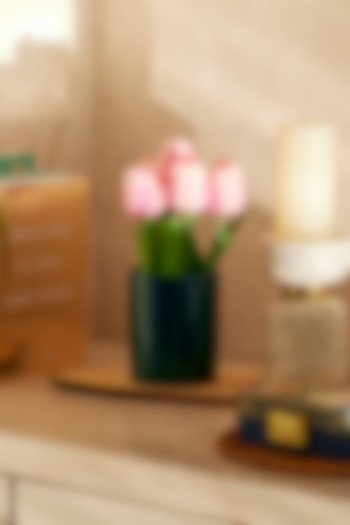 Pink Polyester Maria Tulips Artificial Flower Bunch With Vase by H2H at Pernia's Pop Up Shop