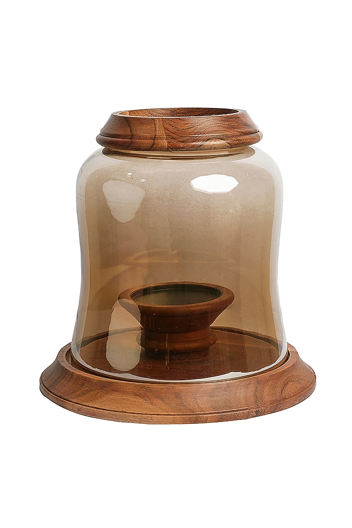 Brown Wood & Glass Chimney Candle Holder by H2H at Pernia's Pop Up Shop