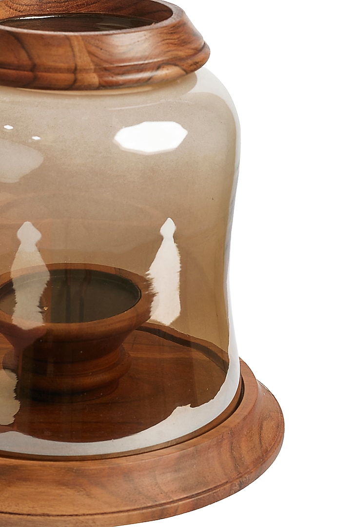 Brown Wood & Glass Chimney Candle Holder by H2H at Pernia's Pop Up Shop