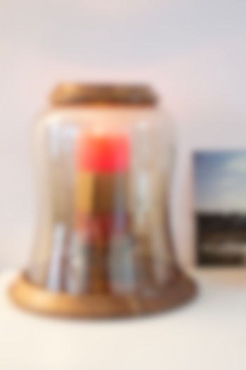 Brown Wood & Glass Chimney Candle Holder by H2H at Pernia's Pop Up Shop