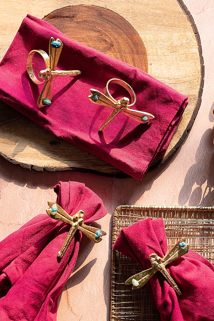 Gold Metal Napkin Rings (Set Of 4) by H2H at Pernia's Pop Up Shop