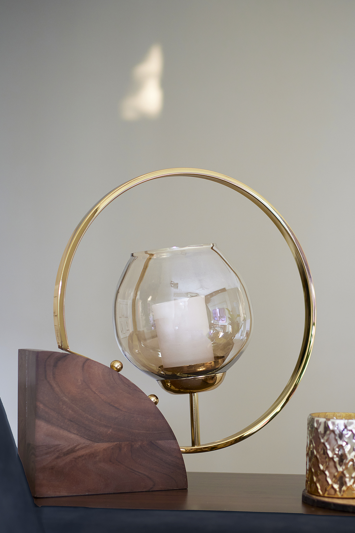 Brown Wood & Metal Candle Holder by H2H at Pernia's Pop Up Shop