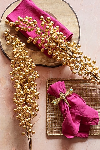 Gold Foam & Plastic Artificial Flower Stems (Set Of 2) by H2H
