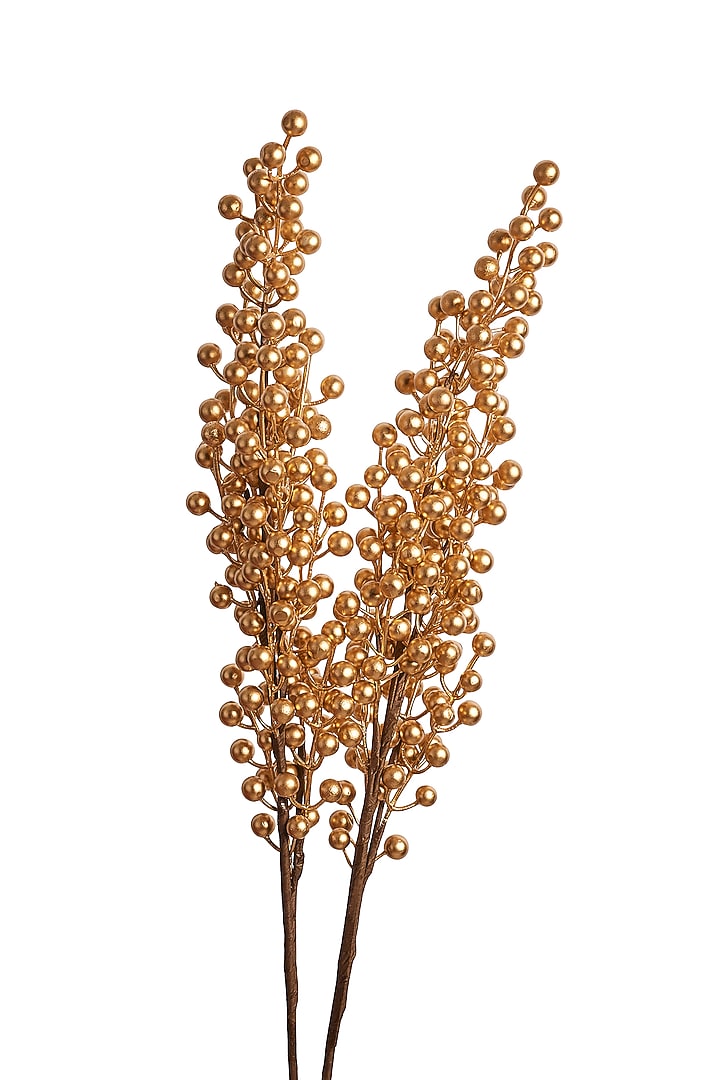 Gold Foam & Plastic Artificial Flower Stems (Set Of 2) by H2H at Pernia's Pop Up Shop